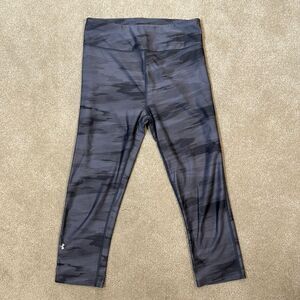 Under Armour Women Gray Stripe Compression Heat Gear Leggings Size Small